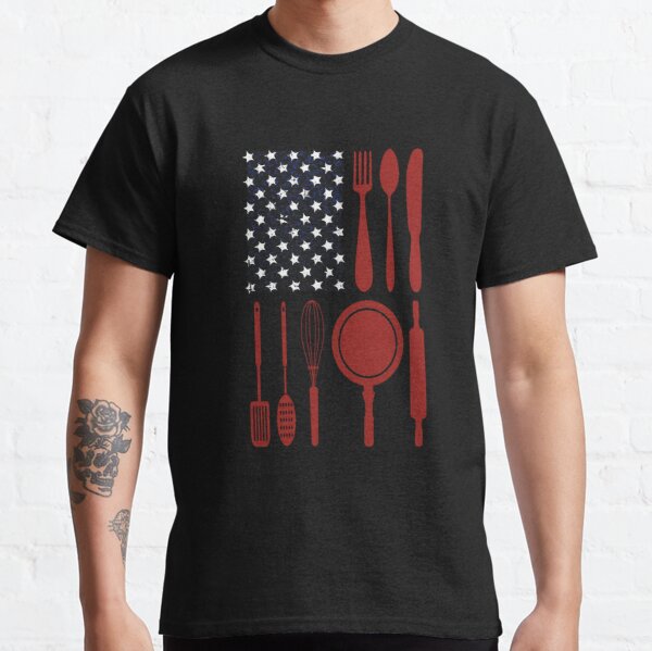 Chef Knife Cook Culinary Kitchen 4th July American Flag Gift T-Shirt  Funny Gift For Dad, Mom, Wife, Girls & kids or Family. Classic T-Shirt RB0701 product Offical Saying Shirt Merch